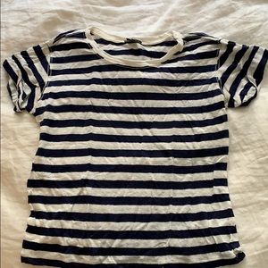 Theory Linen Navy Striped Shirt
